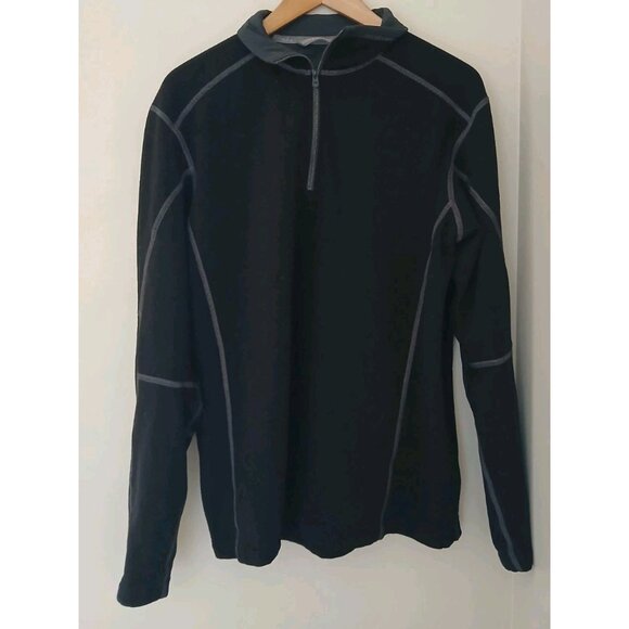 KUHL Revel 1/4 Zip Sweater Size Large Black Fleece Lined Active Pullover 3007 - Picture 1 of 10